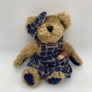 Vintage Boyds Bears Bearwear Blue Plaid Outfit w/ Bow Plush Bear